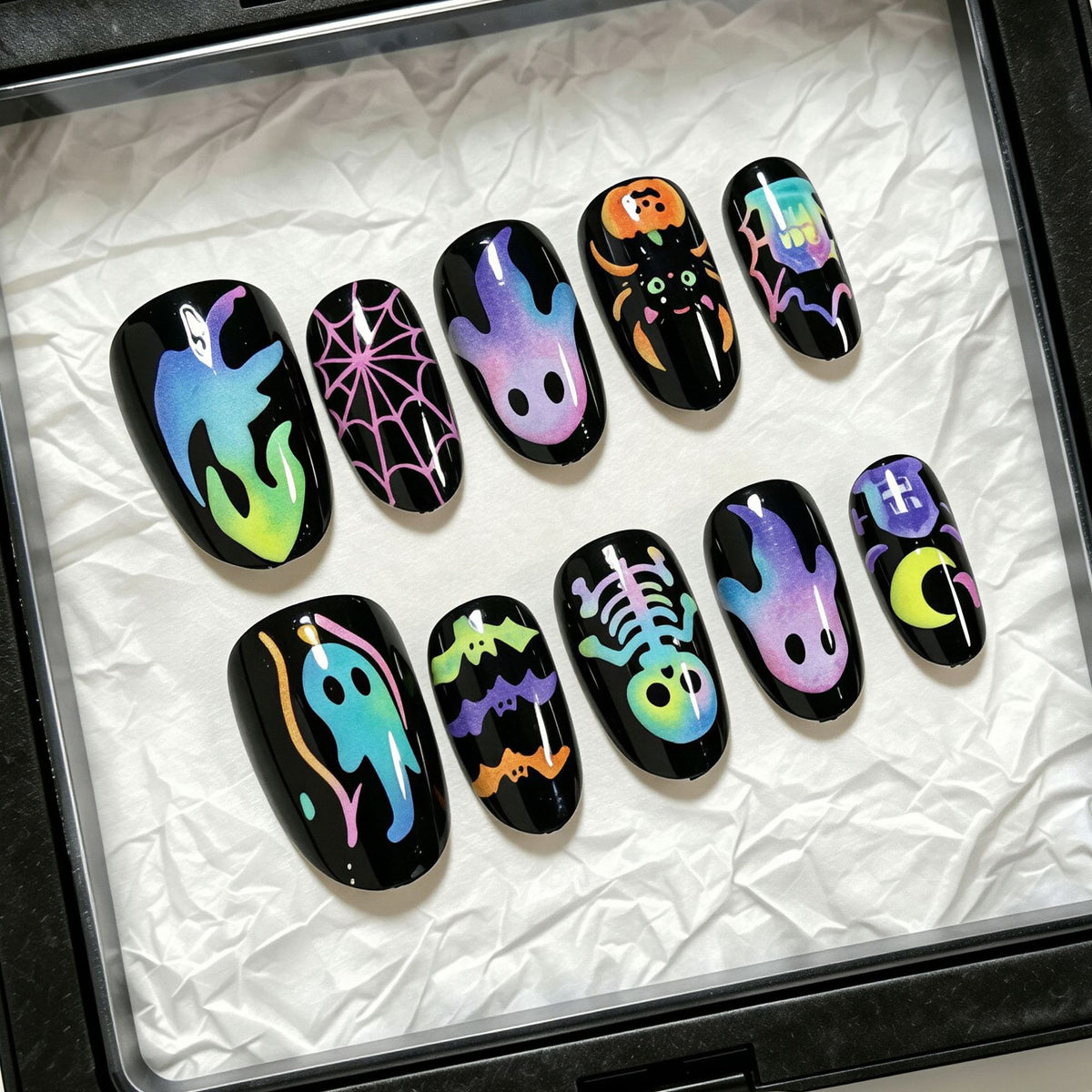 Spooky Themed Press-On Nail Art Set Acalora