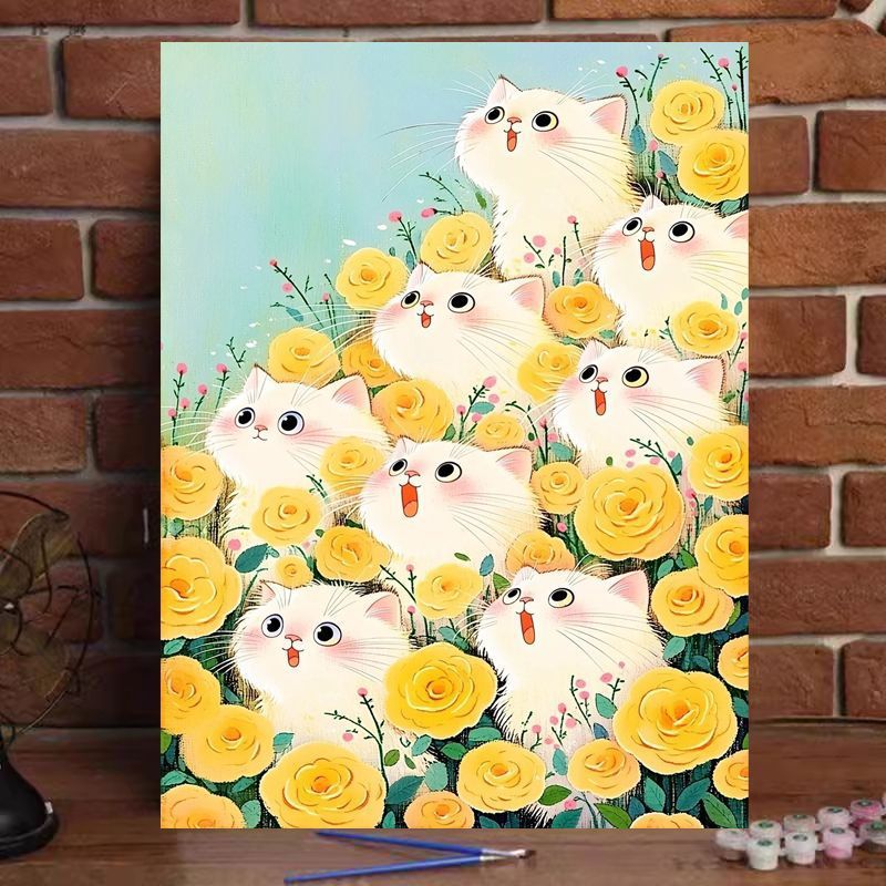 Whimsical Cat-Themed Paint by Numbers Art Kit