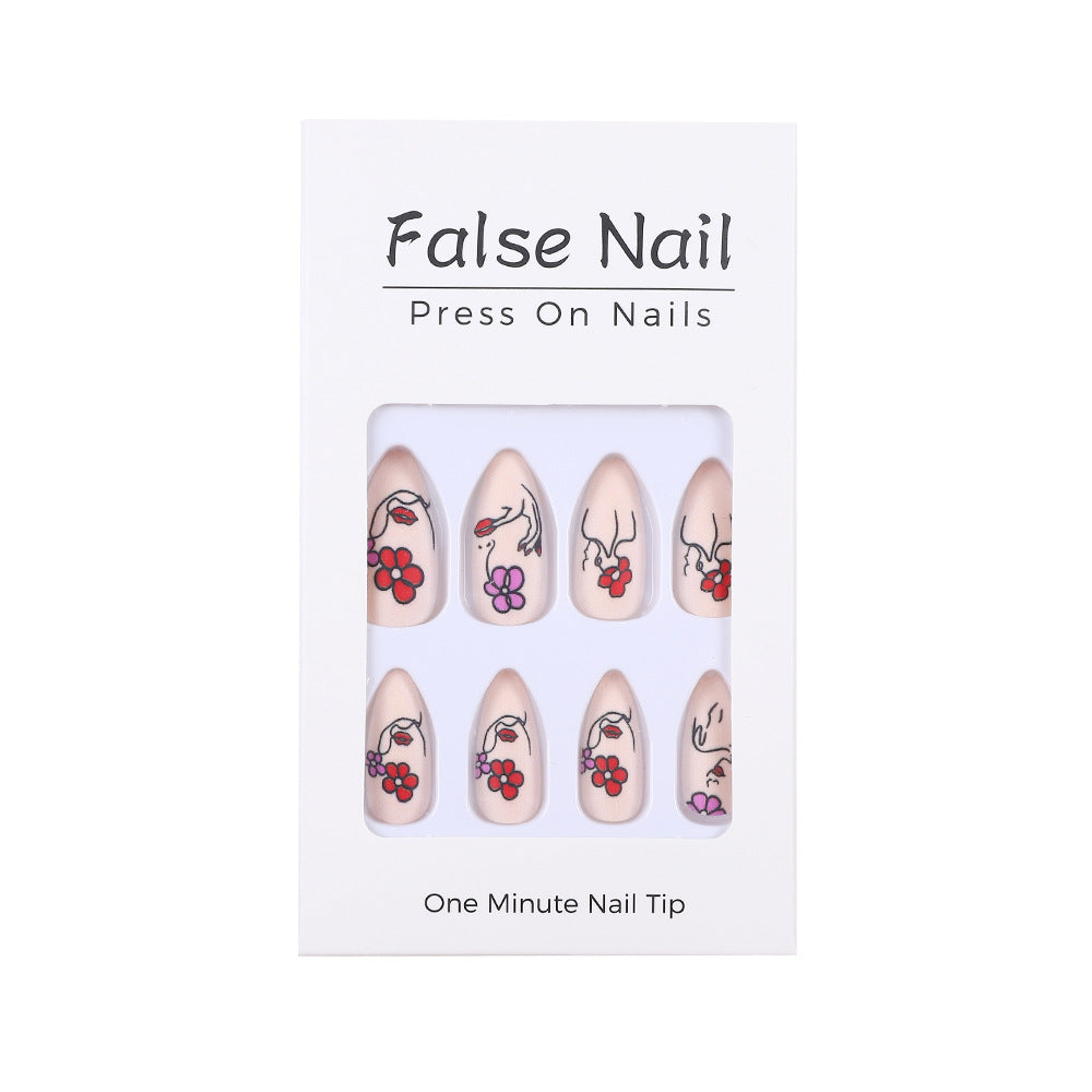 Handmade art nails with floral patterns Acalora