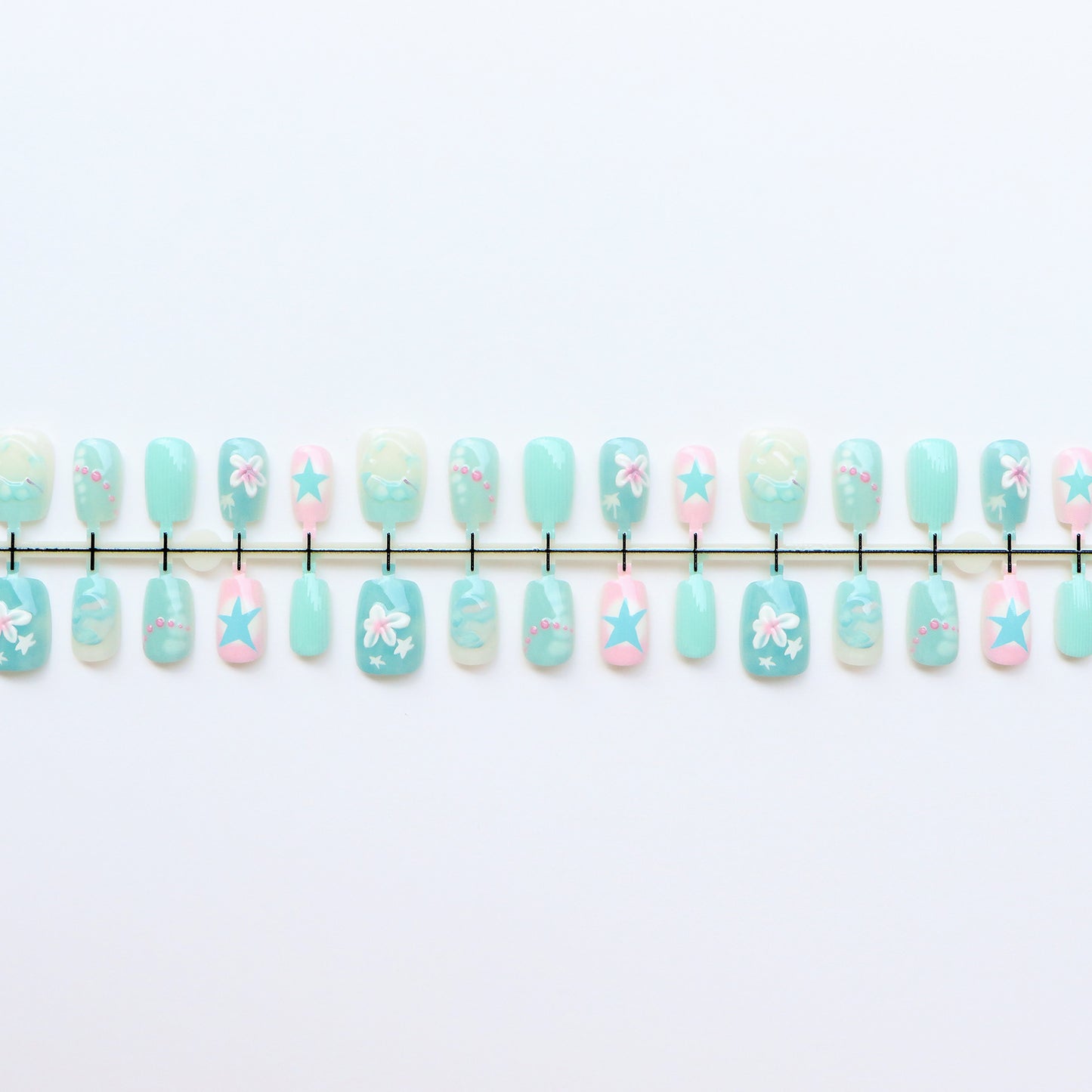Mermaid-Inspired Decorative Press-On Nail Set Acalora