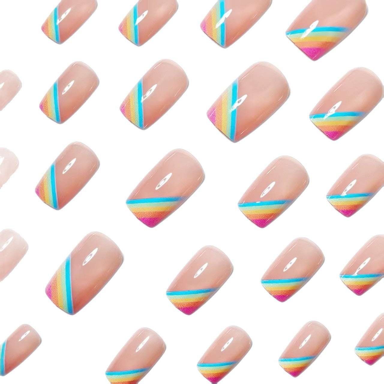 Elegant Rainbow French Tip Nail Art Acalora