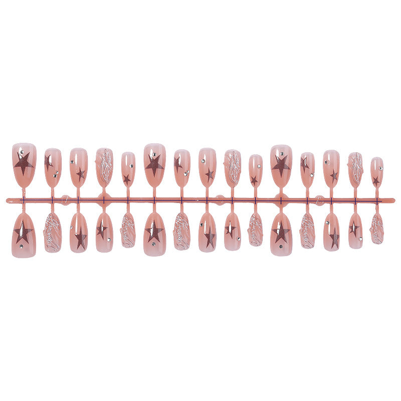 Artistic Press-On Nail Set with Star and Pearl Accents Acalora