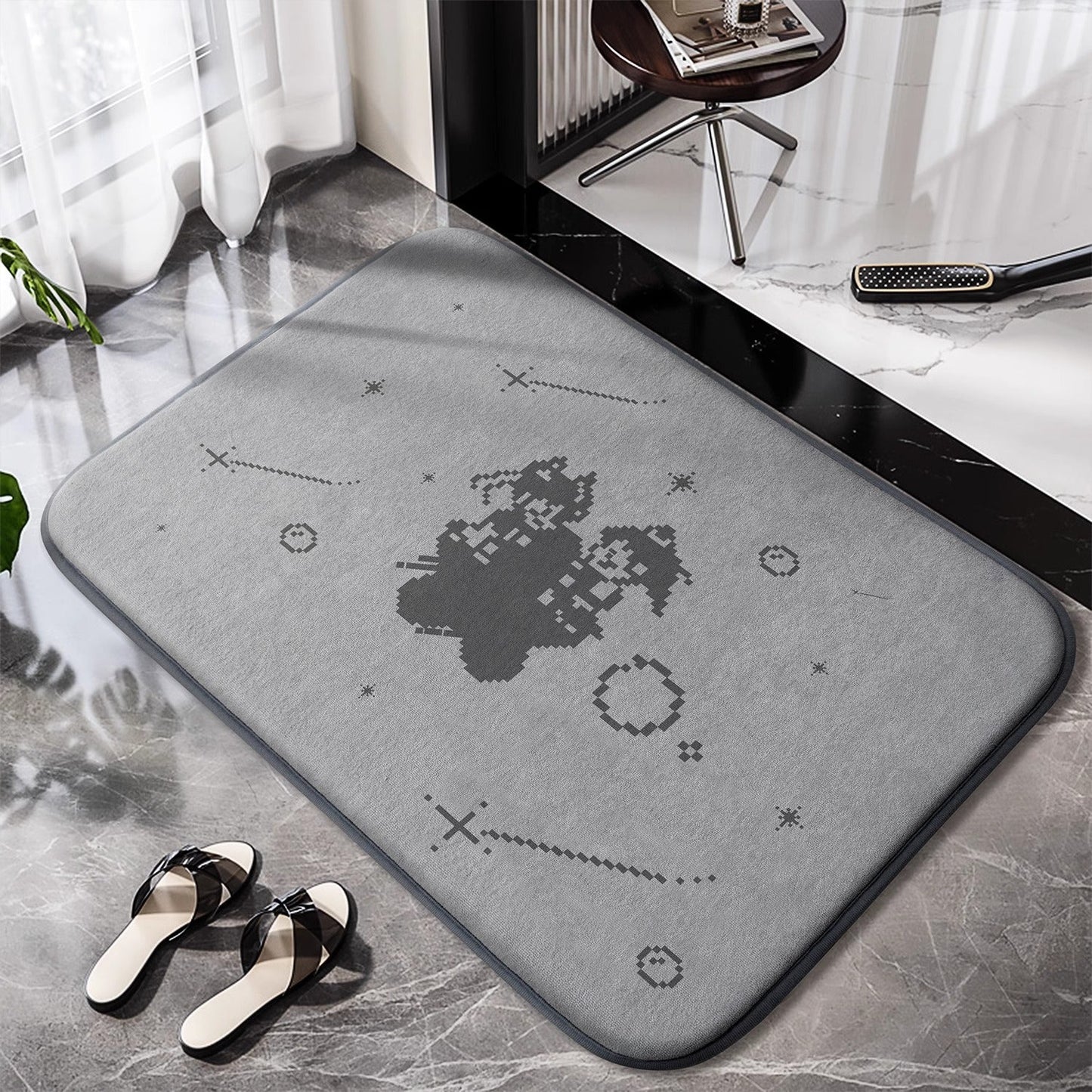 Non-slip bathroom rug with charming design