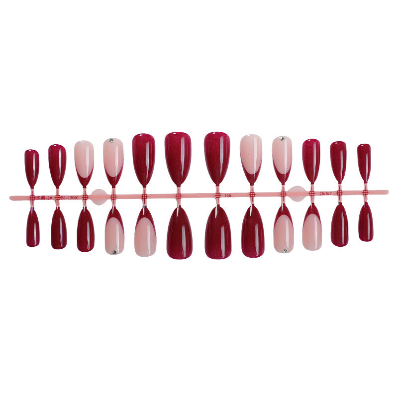 Premium Nail Art Press-On Set with Classic French Tip and Glitter Accents Acalora