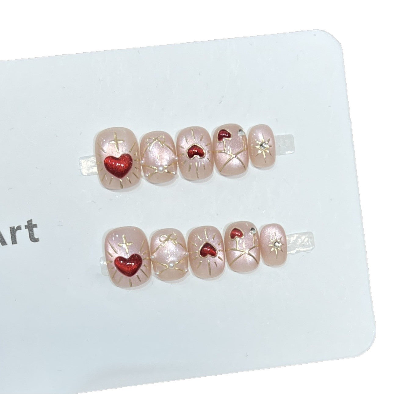 Artistic Heart-Themed Press-On Nail Art Set Acalora