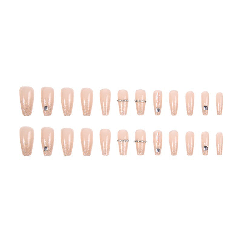 Acrylic nail set with glamorous rhinestone and glitter elements Acalora