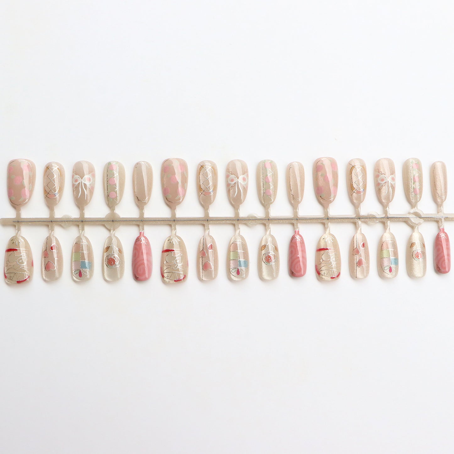 Decorative Press-On Nail Art Set with Artistic Designs Acalora