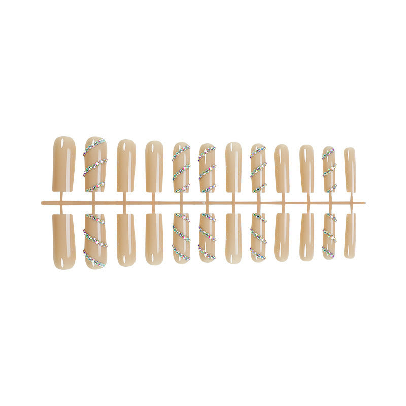 Decorative Press-On Nail Set with Rhinestone Accents Acalora