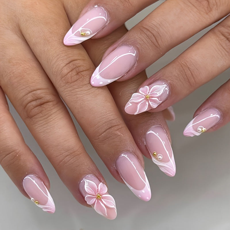 Elegant Floral Design Press-On Nail Set Acalora
