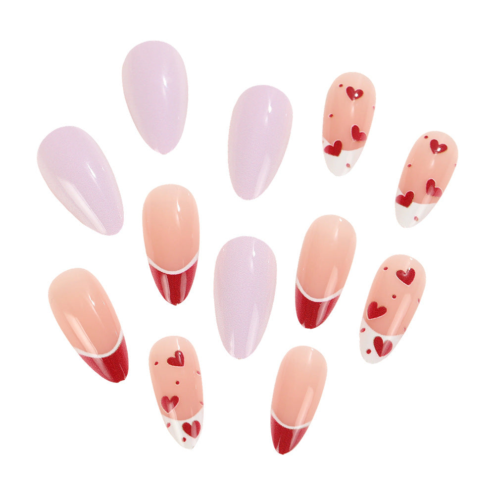 Artificial nails set with romantic heart designs Acalora