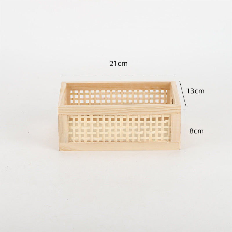 Stylish storage box made of wood and rattan Acalora
