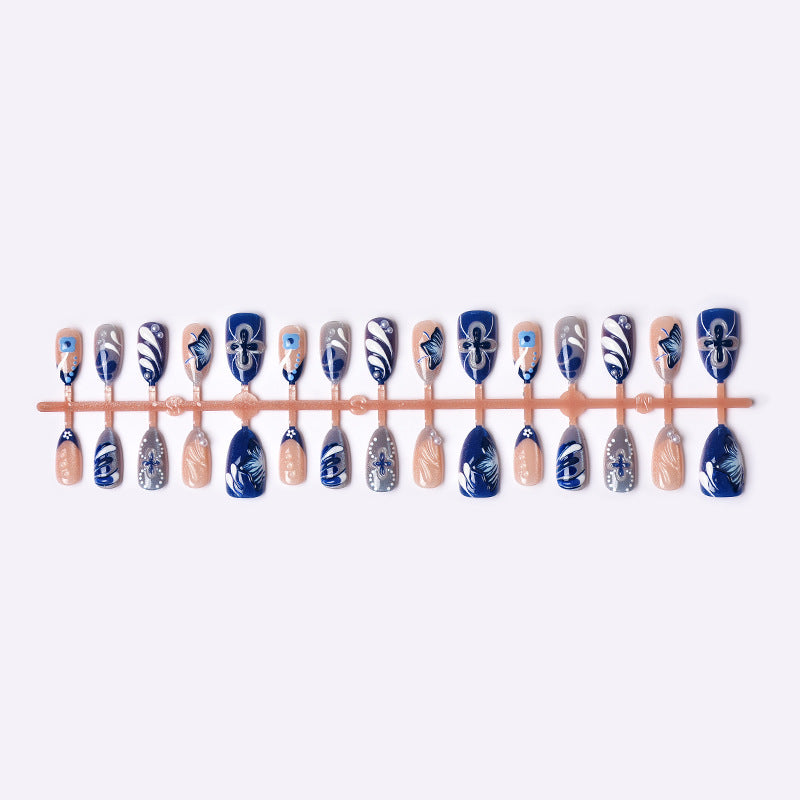 Artistic Floral Press-On Nail Tips Set Acalora