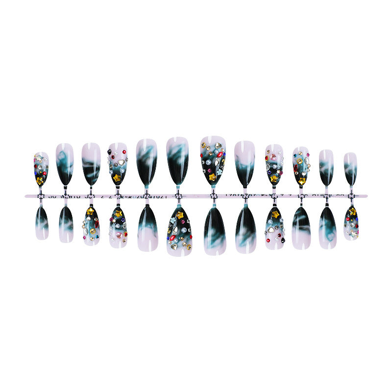 Artistic Press-On Nail Collection with Decorative Elements Acalora