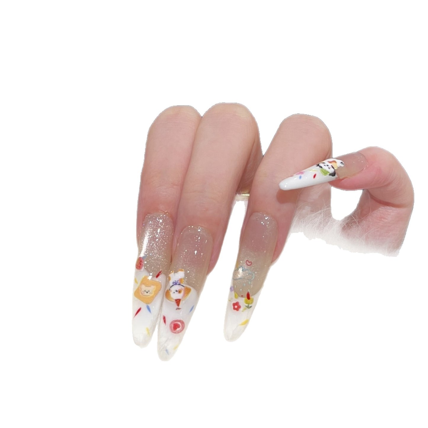 Decorative Press-On Nail Art Set with Glitter Accents Acalora