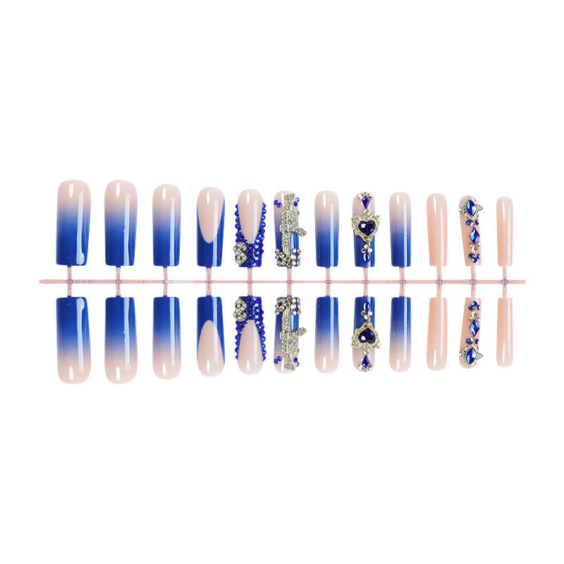 Artistic Rhinestone-Embellished Press-On Nail Art Set Acalora