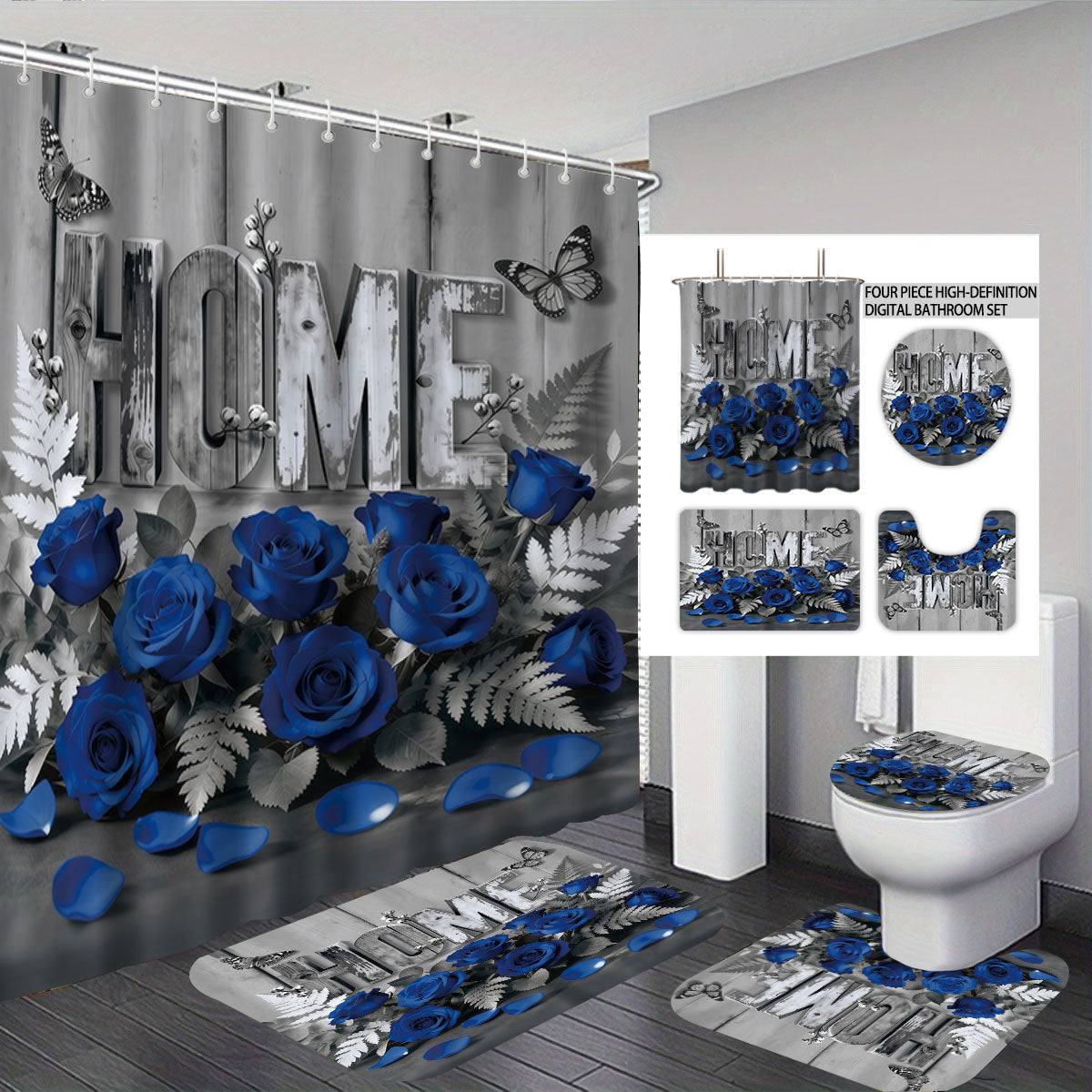 Artistic Floral Theme Bathroom Décor Set
