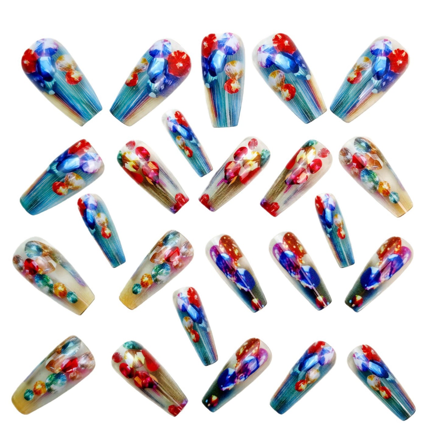 Artificial nails with faceted glitter design Acalora