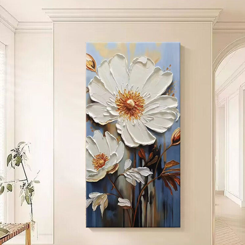 Textured Floral Relief Canvas Art