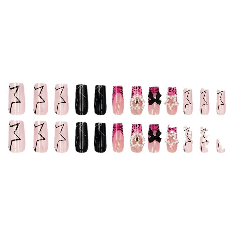 Decorative Press-On Nail Art with Pearl Accents Acalora