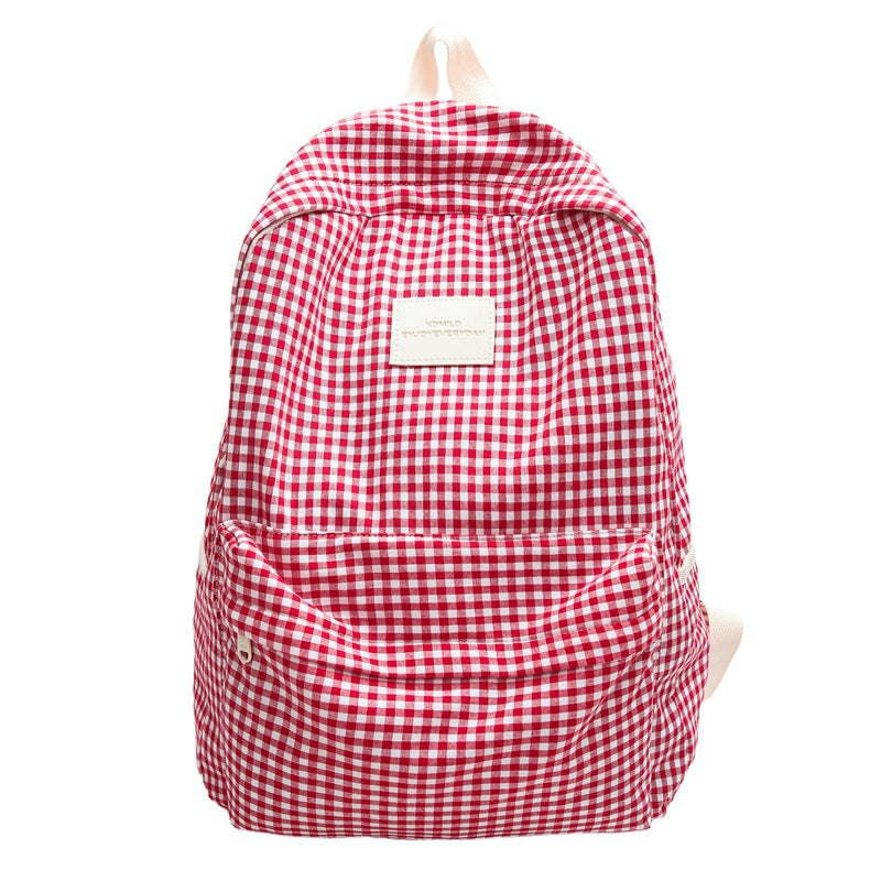 Checked Design Casual School Backpack Bowlift