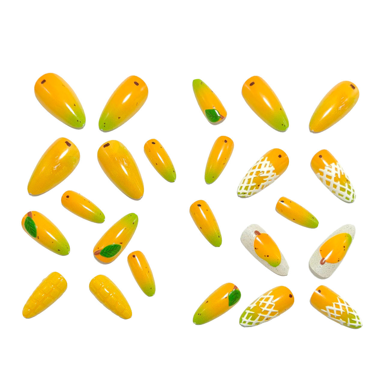Artificial nails with fruity mango design Acalora