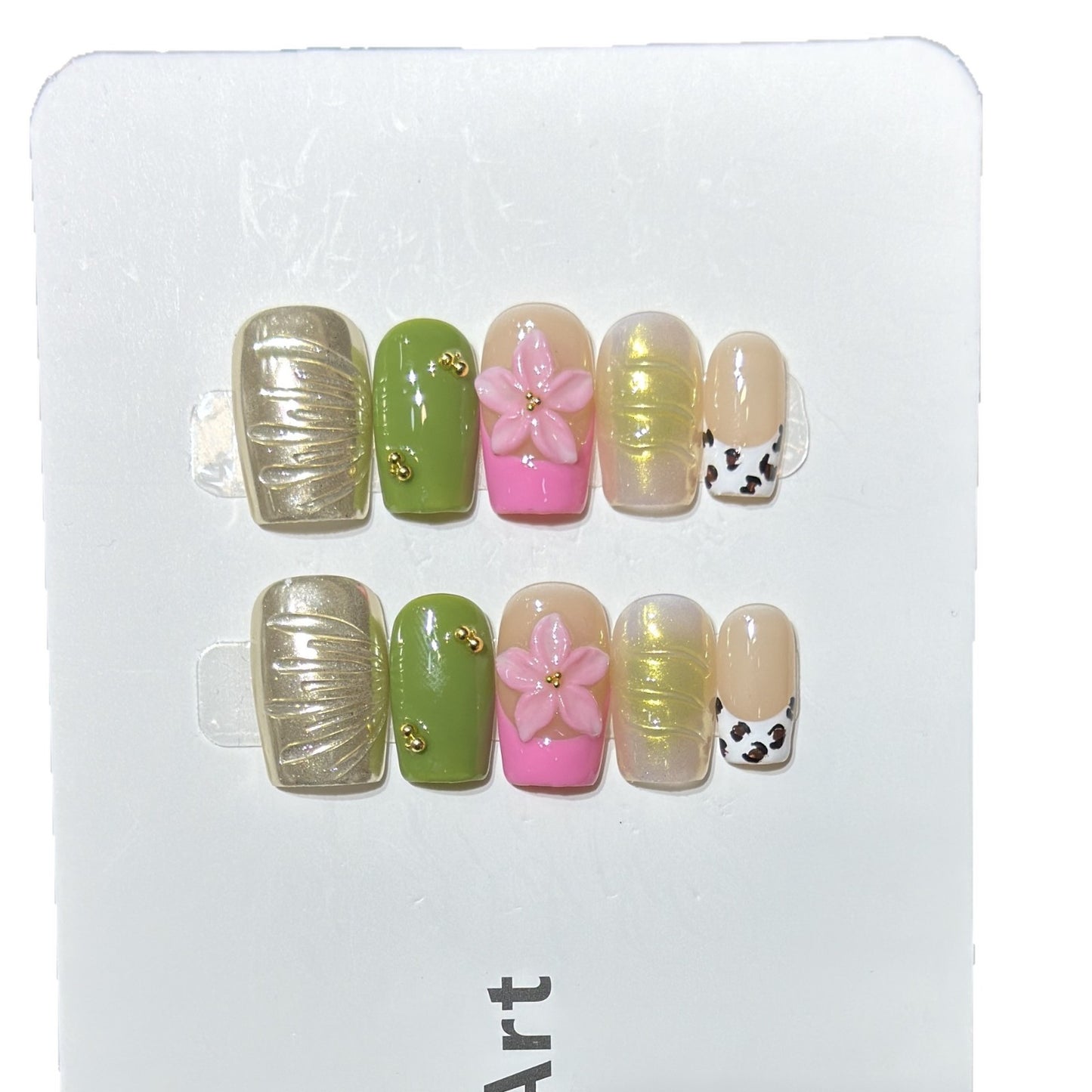 Designer Floral Acrylic Press-On Nail Set Acalora