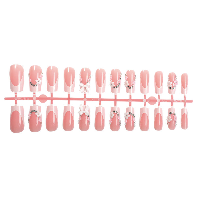 Decorative Press-On Nails Art Set with Floral and Gem Embellishments Acalora