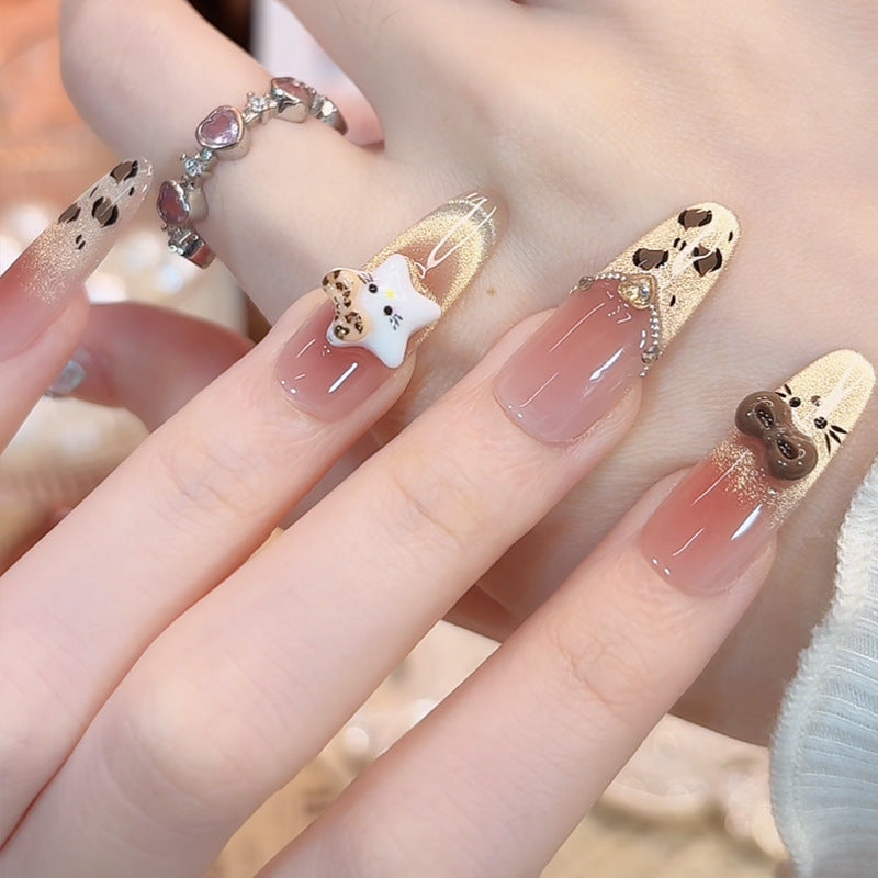 Glamorous artificial nail tips with 3D flower and crystal embellishments Acalora