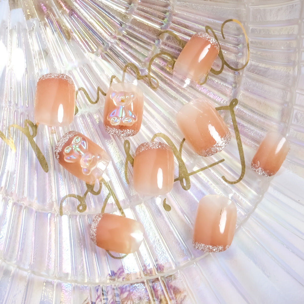 Decorative Press-On Nail Set with Butterfly Accents Acalora