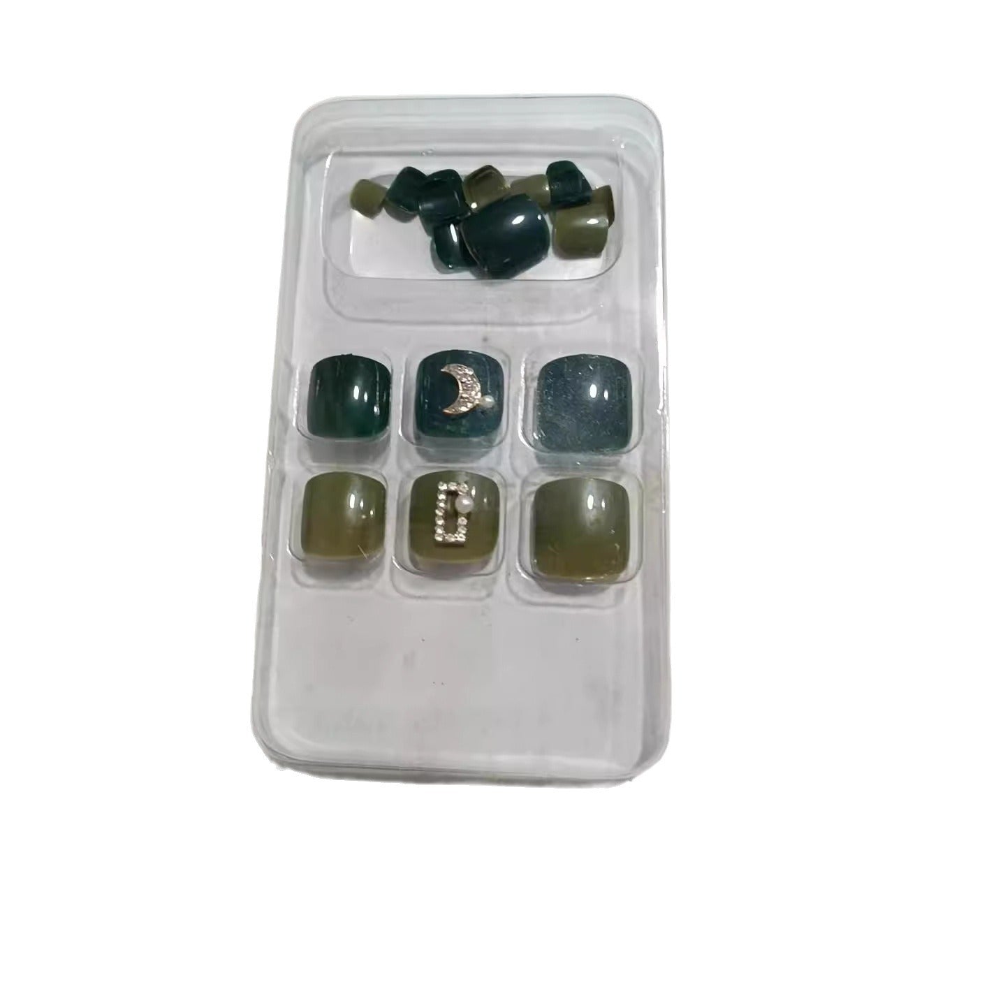 Decorative Press-On Nail Set with Gemstone Accents Acalora