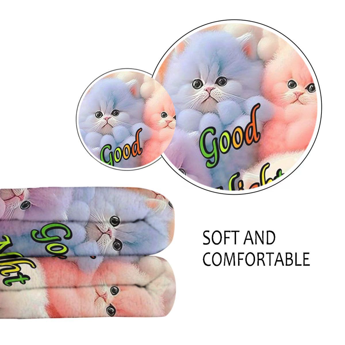 Plush Cat-Themed Fleece Blanket
