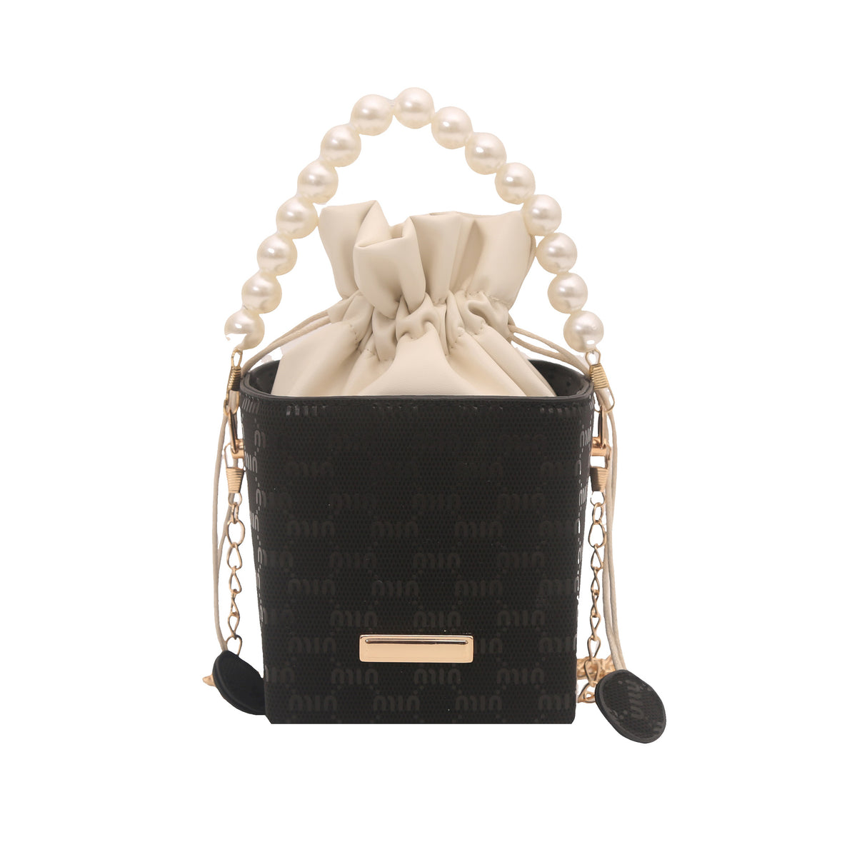 Elegant Pearl-Handled Mini Bucket Bag Acalora