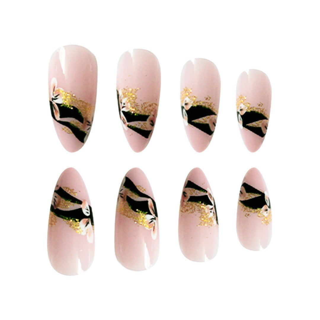 Artistic Floral Glittered Press-On Nails Acalora