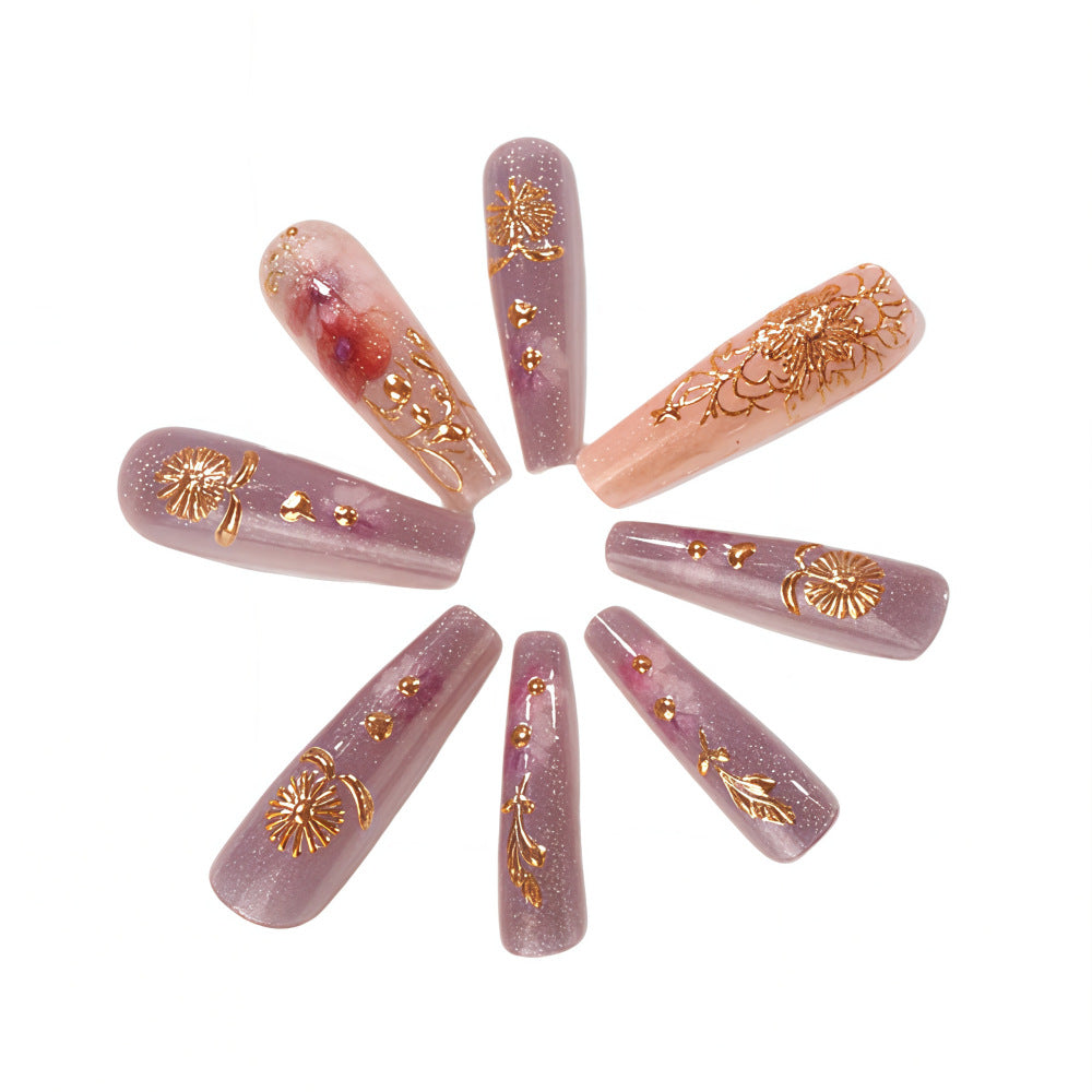 Artificial Nail Set with Romantic Floral Designs Acalora