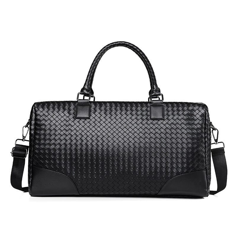 Premium Woven Leather Weekender Bag Acalora