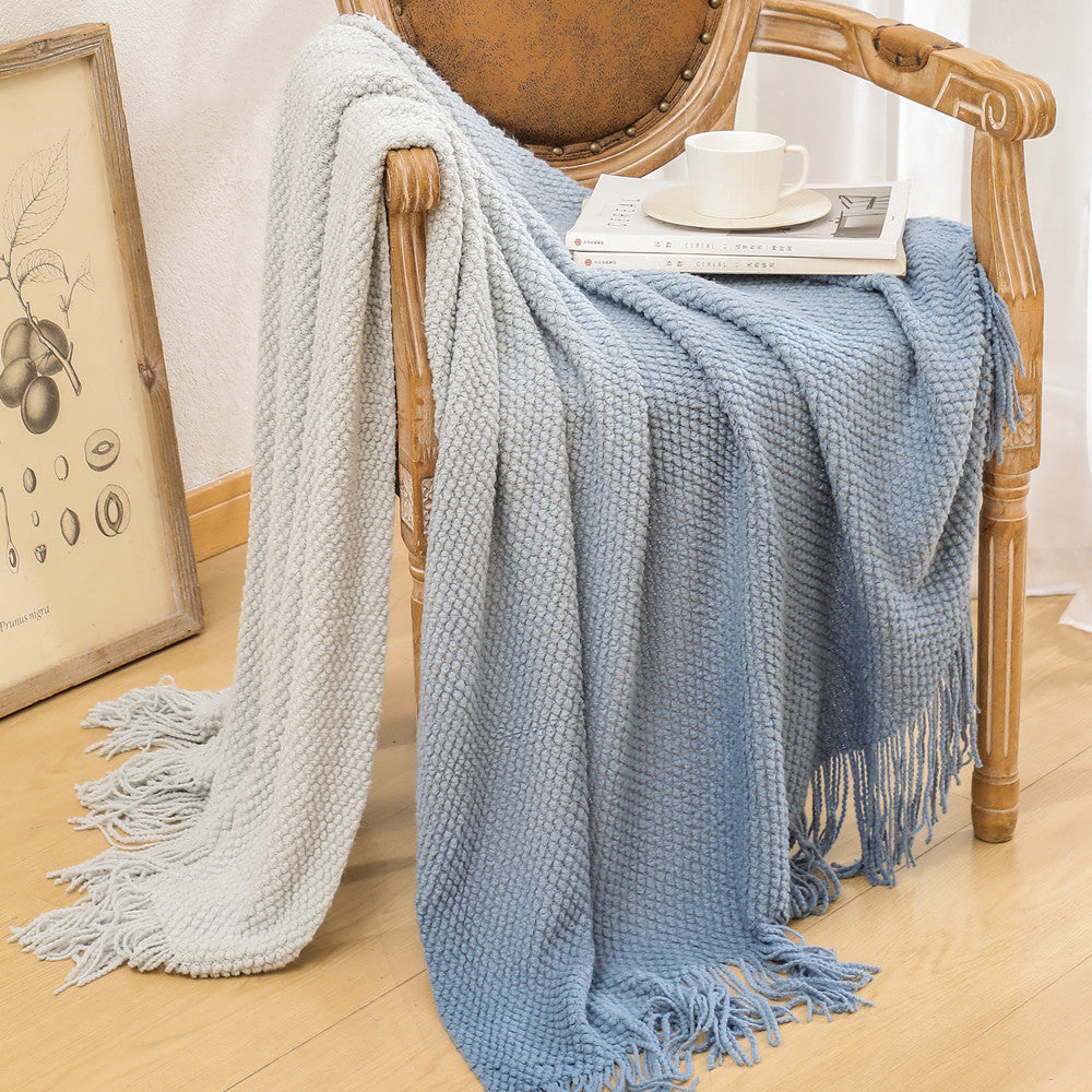 Luxury Textured Fringed Throw Blanket