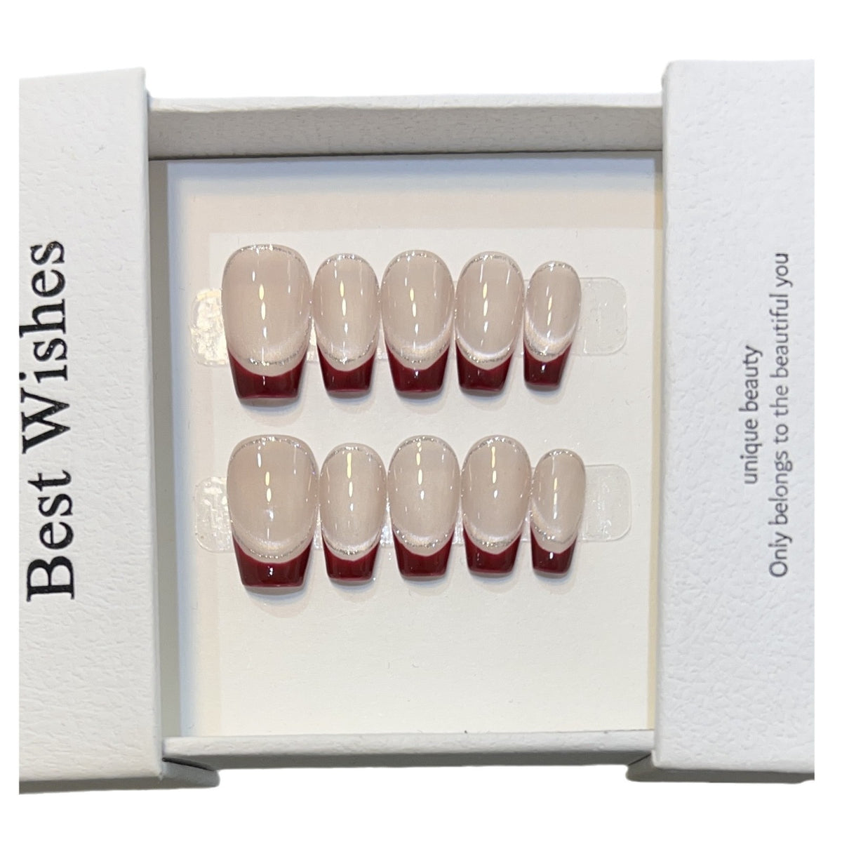 Artistic Gel Press-On Nail Set with Elegant French Tips Acalora
