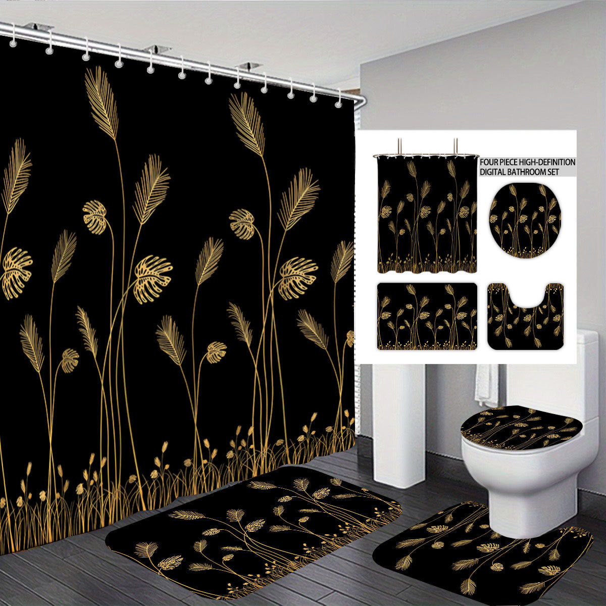 Digital Botanical Bathroom Décor Set