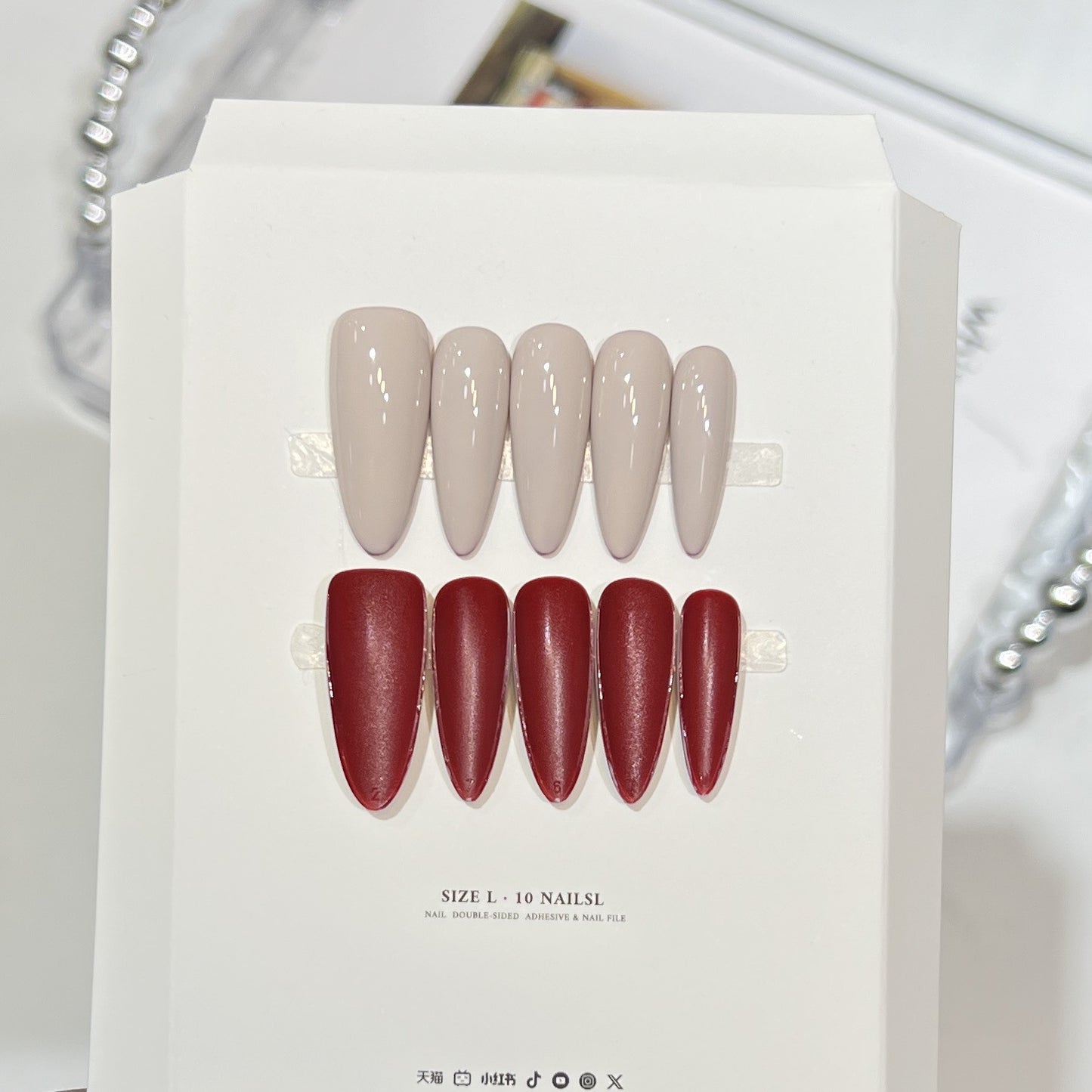 Stiletto Press-On Nail Art Set with Elegant French Tips Acalora