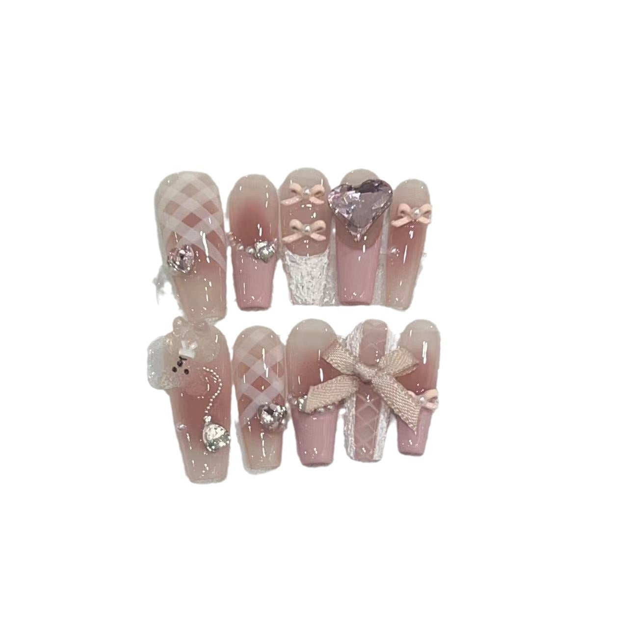 Decorative Press-On Nail Set with Charming Accents Acalora