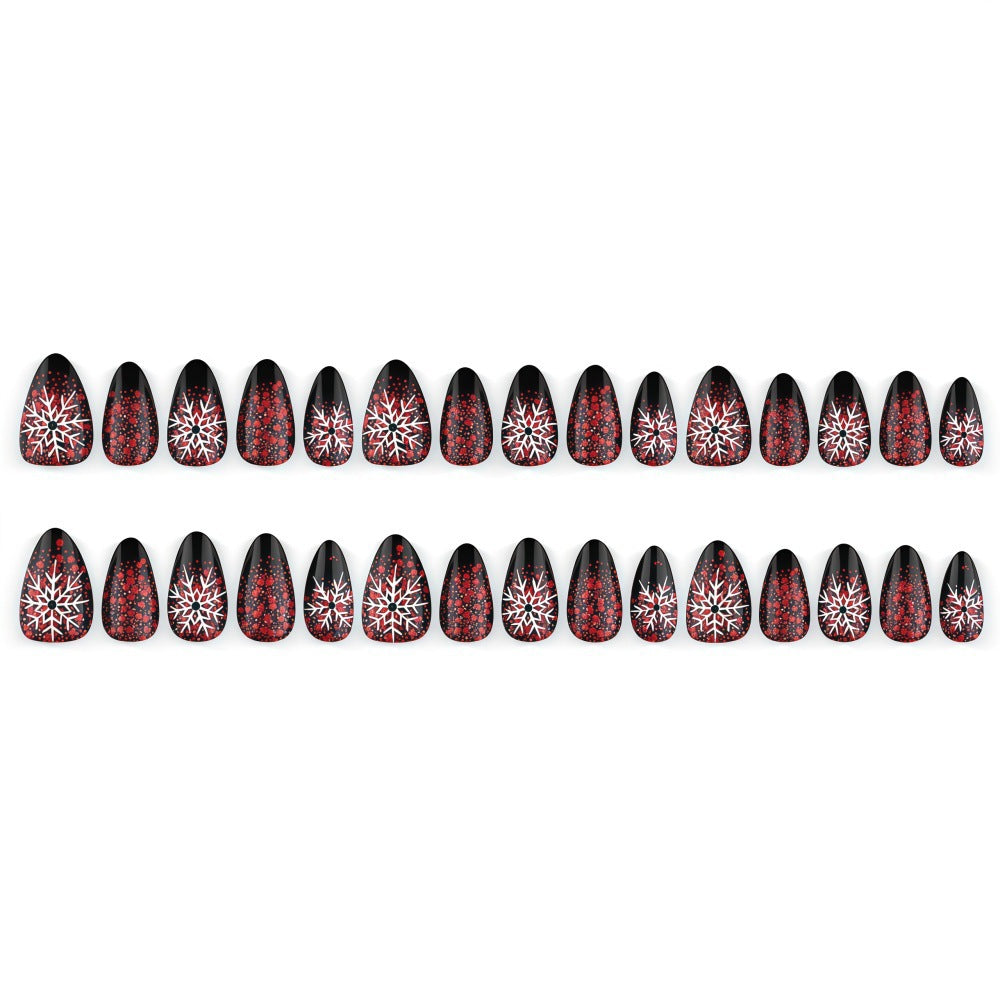 Artificial Winter Nails with Snowflake Pattern Acalora