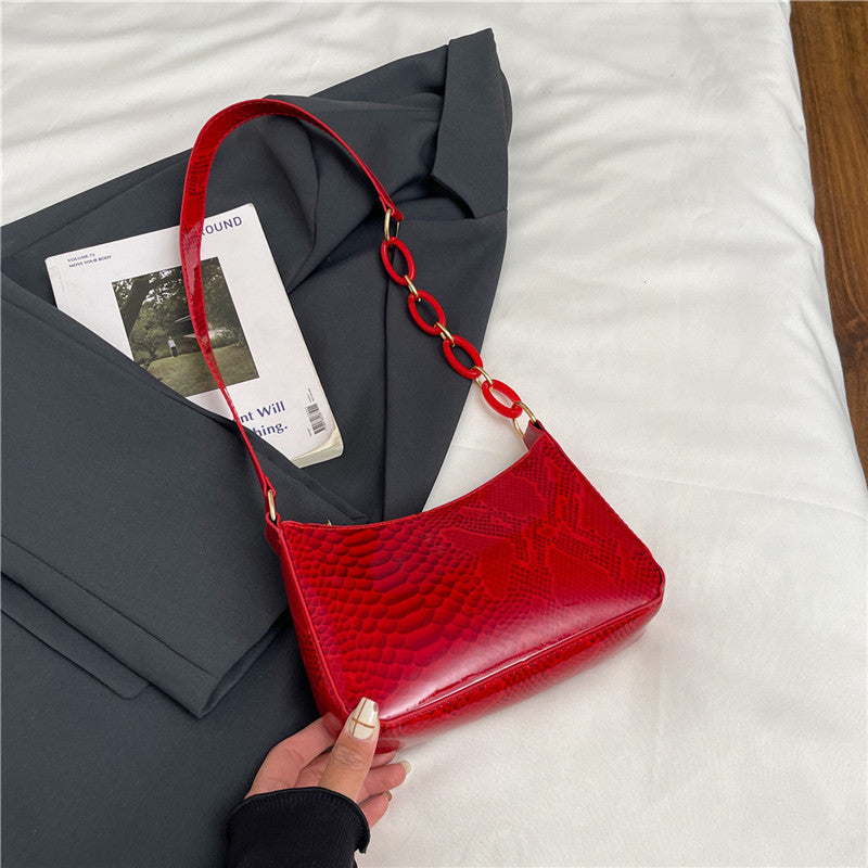 Stylish Textured Snakeskin Effect Handbag Acalora