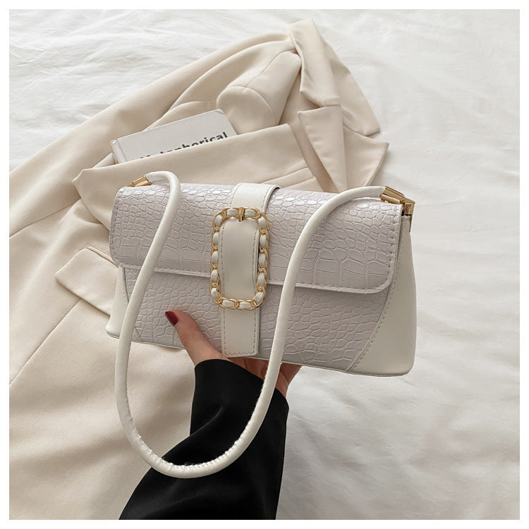 Crocodile Patterned Chain Strap Handbag Acalora
