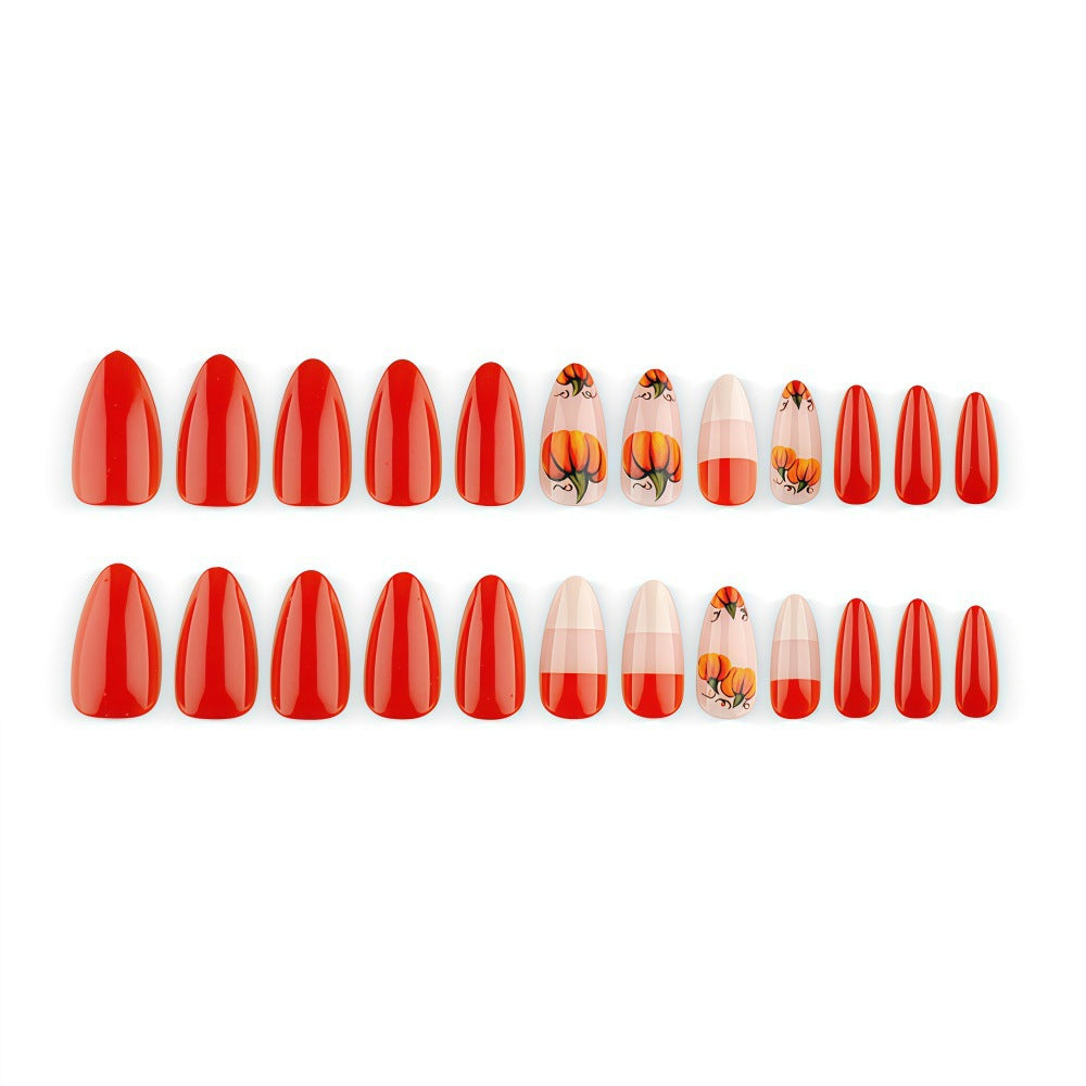 Artificial nails with autumn pumpkin design Acalora