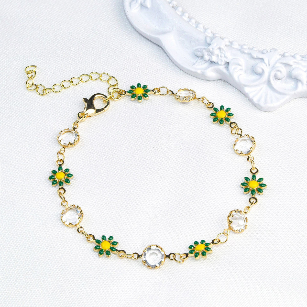 Floral Crystal Charm Bracelet Acalora