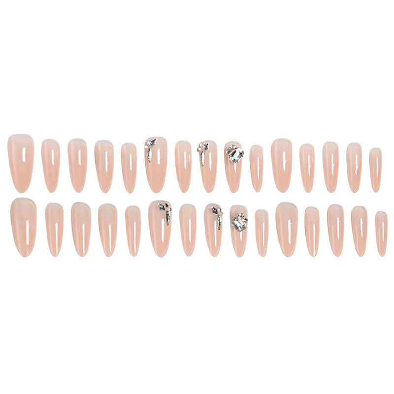 Glamorous and Elegant Artificial Nails with Crystal Accents Acalora