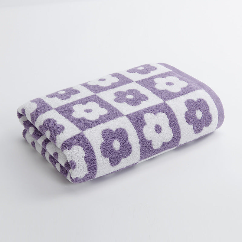 Women's Luxurious Terry Bath Towel with Floral Pattern Karnz