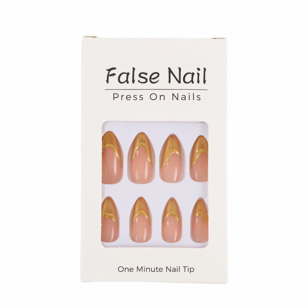 Artificial nails with elegant gold accent Acalora