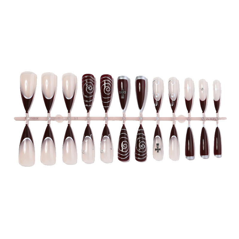 Artistic Stiletto Press-On Nails Set with Elaborate Designs Acalora