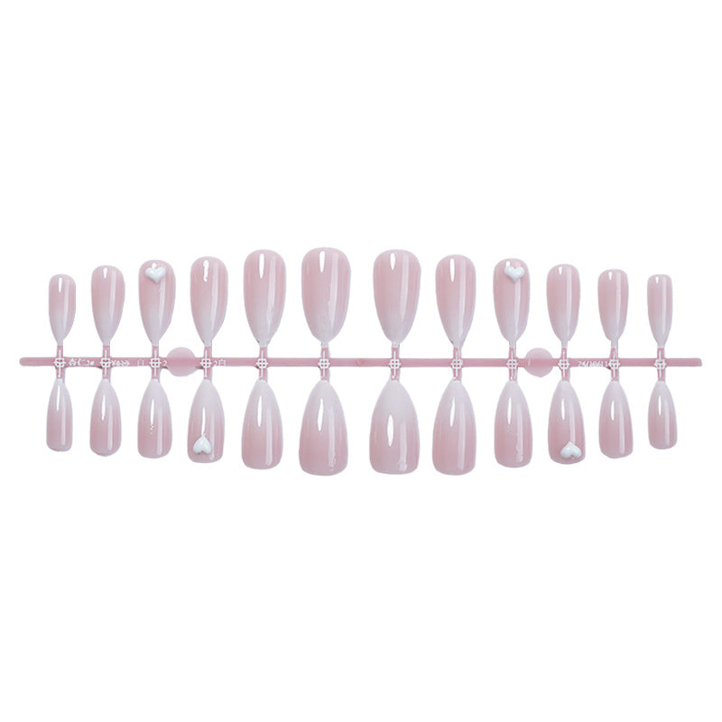 Elegant Press-On Nail Set with Heart Embellishments Acalora